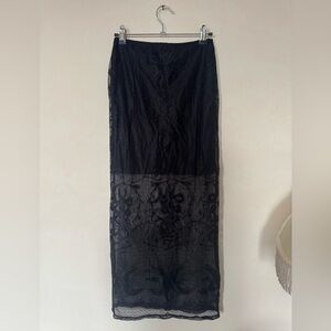 Nasty Gal Black Sheer Lace Maxi Skirt